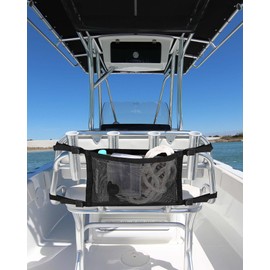 PLOZANO Boat Storage Bag, Adjustable Organizer, Mesh Tackle & Life Jacket Holder, Suspended Net for Leaning Post (16 INCH)