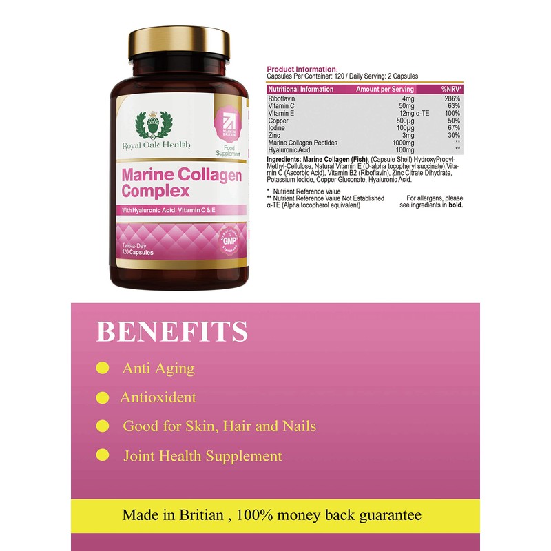 Marine Collagen Complex – 120 Hydrolyzed Fish Collagen Capsules –