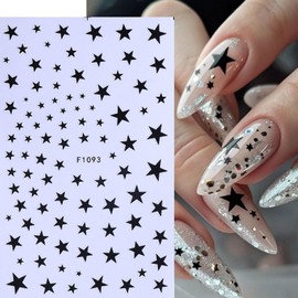 Star Nail Stickers - 4th of July Nail Art Stickers for Women, Stars & Stripes Patriotic Nail Decals in Red, Blue, White, Gold & Silver | Star Nail Designs for Parties, Manicure