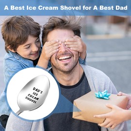 Christmas Gifts for Dad,Ice Cream Shovel Spoon for Men Stocking Stuffers Gift,Clear Engraved Inscription DAD'S ICE CREAM SHOVEL Funny Gift for Dads Fathers Day Birthday from Daughter Son
