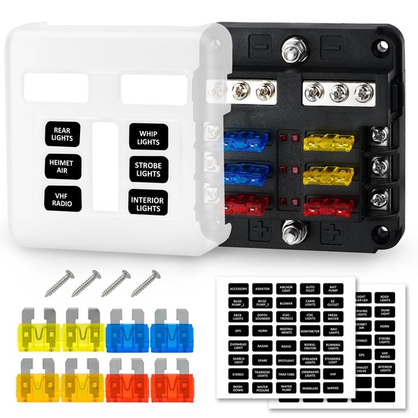 6 Way Fuse Block,12V Blade Fuse 6 Circuit ATC/ATO Waterproof