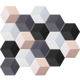 Tegeme 16 Pcs Self Adhesive Hexagon Felt Cork Board, Acoustic Panels for Walls, 6.7 x 5.9 in DIY Notice Hanging Bulletin Board for Back to School Decor Office Wall Home Stickers Memos Photos Display