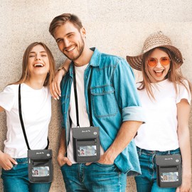 ROOSALANCE Neck Pouch Passport Holder with RFID Waterproof Multifunctional Document Organizer Visual Window Design Travel Wallet for Men and Women Grey