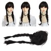 Black Long Double Braid Wig Synthetic Simulated Scalp Heat Resistant