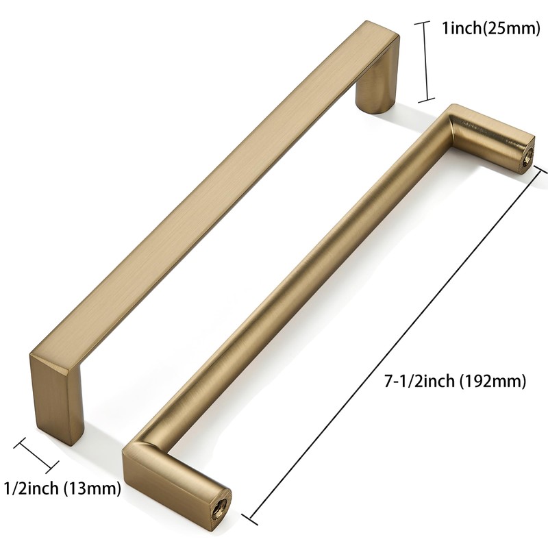 khtumeware 5 Pack 7-1/2 Inch(192mm) Champagne Bronze Square Cabinet Pulls