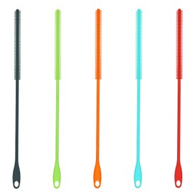 5pcs Silicone Straw Brush, 8mm Colorful Bendable Drinking Straw Cleaning Tool Soft Extra Long Straw Cleaner Straw Washing Brush Hanging Reusable Slim Pipe Brush for Glass Metal Straw