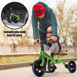 YGJT 4 in 1 Foldable Tricycle for Toddlers Age 2-5 Years Old with Adjustable Seat and Removable Pedal