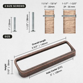 FURFITT 10 Pack Antique Copper Cabinet Pulls 5 Inch/128mm Hole Center Solid Zinc Alloy Vintage Handles for Drawers Dressers Retro Red Bronze Kitchen Cupboard Bathroom Furniture Hardware
