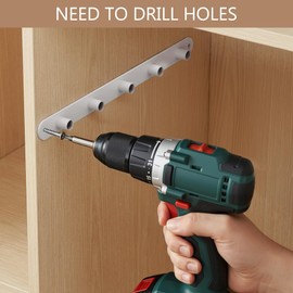 VanlonPro Expandable Closet Shelf Wall-Mounted Metal Storage Rack Adjustable Closet Rod DIY Divider Separator Space Saving for Cabinet Wardrobe Cupboard Kitchen Pantry Cupboard, 31.4-42 Inches