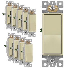 ENERLITES Decorator Paddle Rocker Light Switch, Gloss Finish, Single Pole, 3 Wire, Grounding Screw, Residential Grade,15A 120V/277V, UL Listed, 91150-I-10PCS, Ivory (10 Pack)