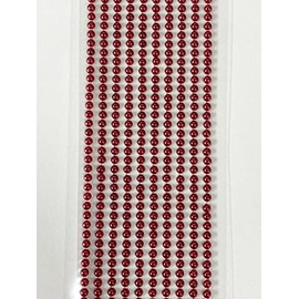 500 x Self Adhesive Pearls Gems 3mm Mini Flat Backed Round Pearls Beads Strips Embellishments (Royal Red)