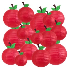 16pcs Classroom Decor Red Apple-Shaped Paper Lanterns Back to School Decorations Hanging for First Day of School Fruit Themed Party Home Kindergarten Preschool Teacher Graduation Classroom Decor
