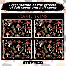 Peacoblue Credit Card Skin Debit Card Sticker Art Flowers Waterproof Scratch-Resistant and Attractive Credit Card Skin Decal Custom 4 Styles for Credit, Debit, Transport Card, boho mushrooms, Unit