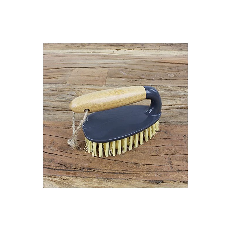 Macosa UMEN068 Scrubbing Brush with Bamboo Handle Natural Bristles Brush