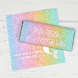 Just Candy 25 Count Girls Birthday Rainbow Mermaid Party Chocolate Bar Wrappers Only