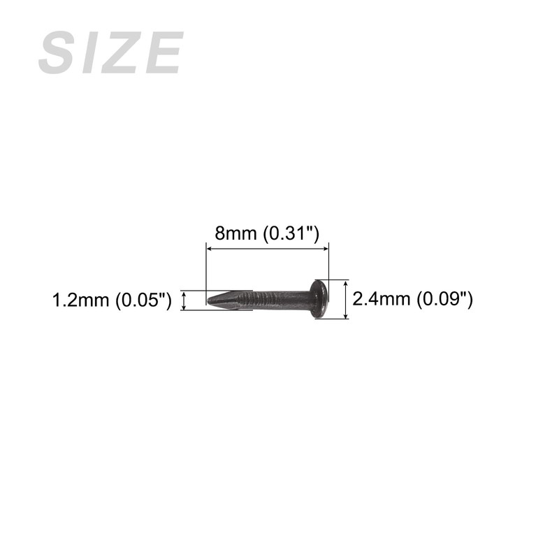 METALLIXITY Small Nails (1.2x8mm) 100pcs, Brass Tiny Hardware Nails -