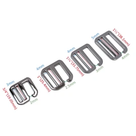 VersaKits 10 Pcs Heavy Duty Metal G Hooks Flat Tri-glide Hook Sildes Adjustable Fastener Belt Buckle for Strap Webbing, Metallic Black, 1-1/2''