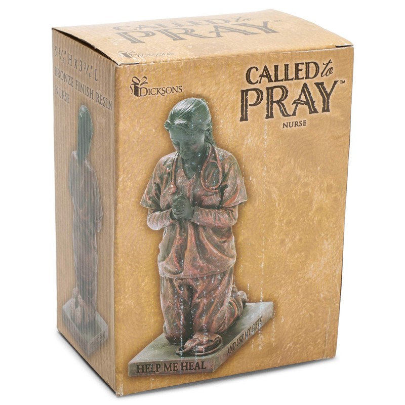 Praying Nurse Resin Stone Tabletop Sculpture - Stands 5.5" Tall