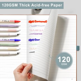 AHGXG Lined Journal Notebook for Women Men, Large B5 Notebook, 120 GSM Thick Paper, 96 Numbered Pages, Leather Softcover, College Ruled Notebook for Work, Writing, School, 7.6'' X 10'' - Gray Blue