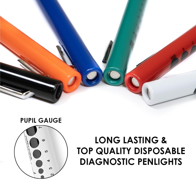 Primacare DL-9224 Pack of 6 Disposable Diagnostic Penlight with Imprinted