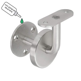 Top Hardware Steel Wall Mount Staircase Handrail Brackets w Base Flange Cover for Flat Surface Square Rectangle Top Rail Tube, Satin Finish, 2 Pack, HDR BRK ELBW FLT 2P, For Square Railing