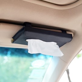 XCWTBL Car Tissue Holder Sun Visor Napkin Holder for Car, Car Tissue Holder with Additional Car Visor Organiser PU Leather Napkin Holder for Car Sun Visor Mask Holder Car