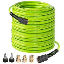 Hourleey Pressure Washer Hose 50 FT, 3600 PSI Flexible Kink Resistant Power Washer Hose Replacement, 1/4" Quick Connect Pressure Hose Extension, Green