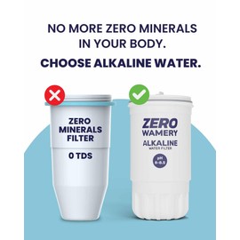 Zero Wamery 5-Stage Alkaline Filter 2-Pack - Replacement for Zero Filter ZR-017 Pitchers & Dispensers - NSF Certified, Reduces PFOA/PFOS, Chlorine & More