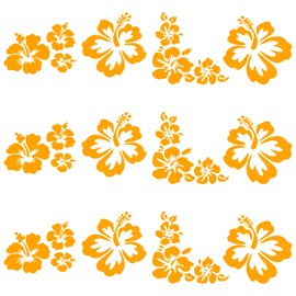 GORGECRAFT GORGECRAFT Hibiskus Blumen Auto Aufkleber Hawaiianische Aufkleber Gold Vinyl Automotive Au?endekoration Fr SUV Truck Motorrad Tren W?nde Laptop