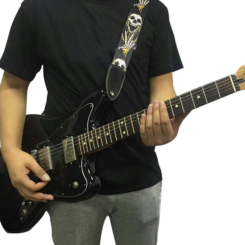 Guitar Strap Cool Skeleton Design Adjustable 2 Inches Wide Polyester
