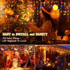 1600 LED 164FT Outdoor Christmas Lights Plug in 8 Modes with Timer Dimmable Christmas Decorations Waterproof Indoor Curtain String Lights for Roof Porch Garden Holiday Wedding Party Decor Multicolor…