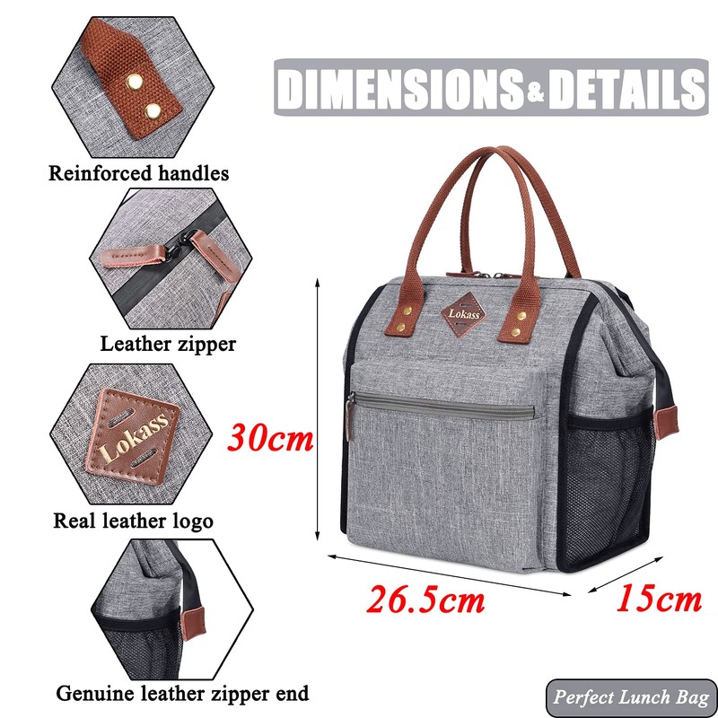 LOKASS Leak-proof Lunch Box for Women Insulated Lunch Cooler Bag