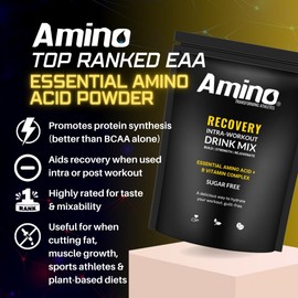 Amino Recovery - EAA & BCAA Intra Workout Powder - Amino Acid Recovery Drink - 5000mg EAA Amino Acids & BCAA Powder - Protect Muscle & Aid Recovery - Sugar Free & Vegan (Red Berry, 66 Servings)
