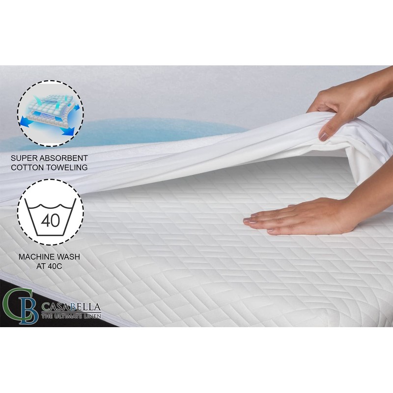 Casabella New Waterproof Terry Towel Matress Protector 12" Fitted Bed