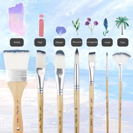 MeoZynxadril 24 Piece Brush Set, Acrylic Paints, Brush Set Made of Synthetic, Brush Acrylic Paint Watercolour, with Organiser Bag, for Acrylic, Watercolours and Painting by Numbers, Stone Painting