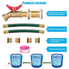 Rain Barrel Spigot, Brass Rain Barrel Quarter Turn Ball Valve Spigot
