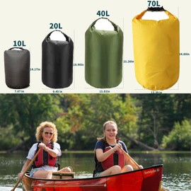 Sanpierazaar - Bolsas secas impermeables, ultraligeras, 10 l/20 l/40 l/70 l/saco enrollable para kayak, playa, rafting, barco, senderismo, camping, natación (amarillo, 70 l)