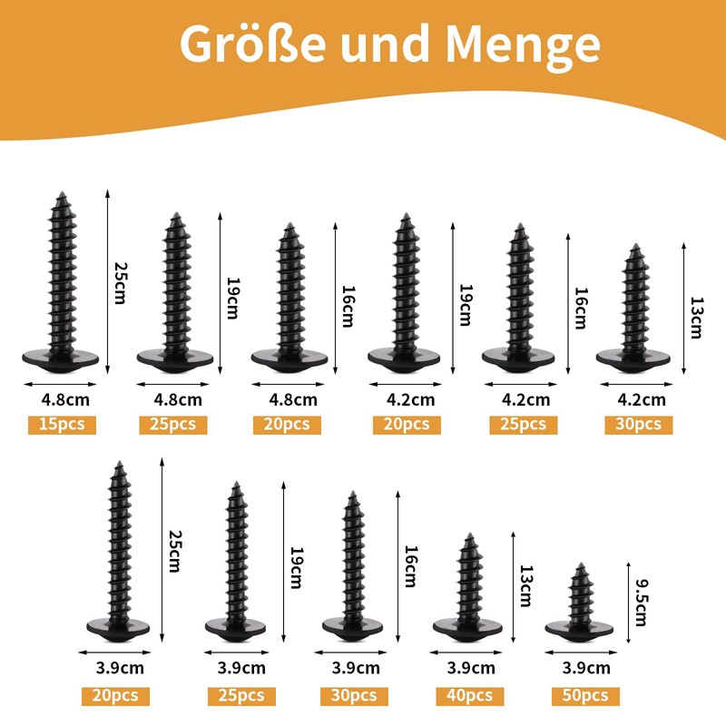 VIGRUE Pack of 300 Self Tapping Screws Phillips Self-Tapping Screws