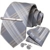 DiBanGu Mens Fromal Necktie Gray Plaid Tie and Pocket Square