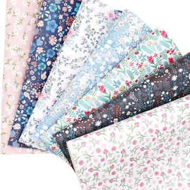 CraftsFabric 7pcs Floral Printing Synthetic Vinyl Faux Leather Fabric Bundle Width 8" x12" for Bags, Hair Bow, Leather Keychains, Purse Wallets Making Upholstery Decoration (Small Flower)