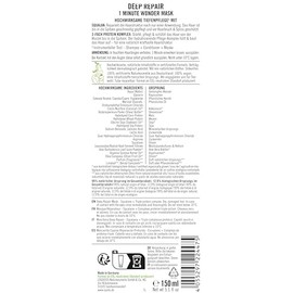 Sante Naturkosmetik SANTE Naturkosmetik Deep Repair Mask with Squalane + Triple Protein Complex, vegan hair mask for intensive moisture and smooth hair, repairs and regenerates damaged hair, 150 ml