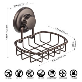 HASKO accessories - Super Powerful Vacuum Suction Cup Soap Dish - Strong Stainless Steel Sponge Holder for Bathroom & Kitchen (Bronze)