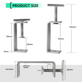 EXLECO Set of 2 53-93 mm C Clamp Stainless Steel C Clamps Screw Clamp Adjustable Jaw Openings Carrier Clamp Fixing Pliers Table Clamp Carrier Clamp Mounting Clamp for Woodwork Welding Carpentry