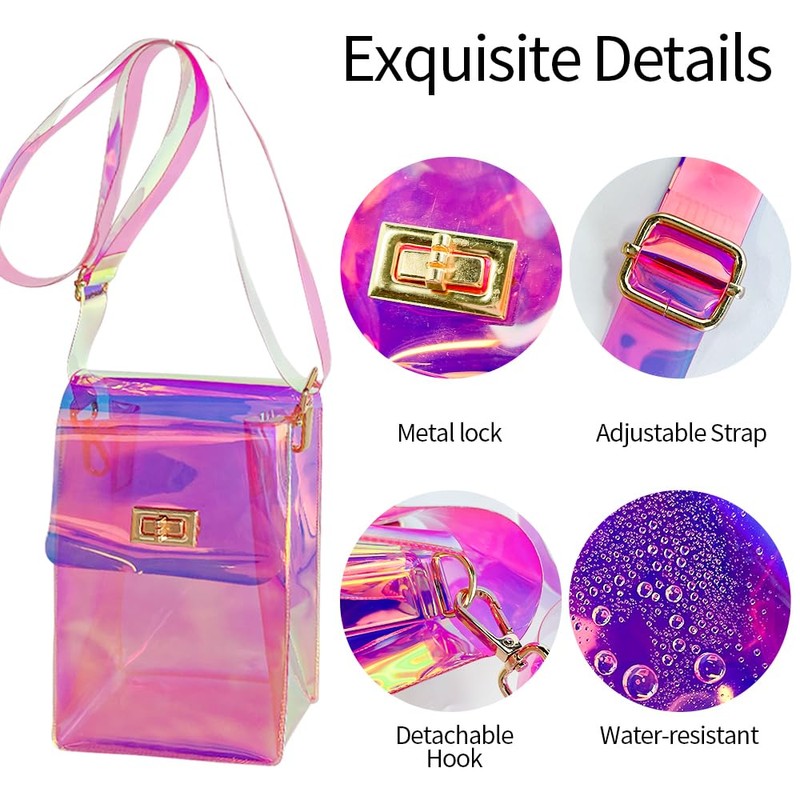 TotePrint Small Holographic PVC Shoulder Bag, Waterproof Crossbody Bag for