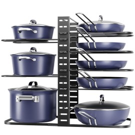 ORDORA Pots and Pans Organizer under Cabinet 14.55 Height, Adjustable 8-Tier Pot Organizers inside Cabinet, Kitchen Organizers and Storage Fit 6-11 inch Lightweight Cookware