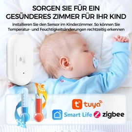 Zigbee Temperature Sensor, Digital Mini Indoor Temperature and Humidity Sensor, Tuya Smart Humidity Meter with Intelligent Alarm, Compatible Alexa/Google Home/Tuya