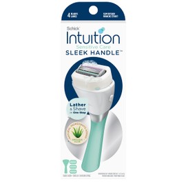 INTUITION Schick Intuition Sleek Razors for Women with Sensitive Skin | 1 Razor & 3 Intuition Razor Blades Refill with Organic Aloe