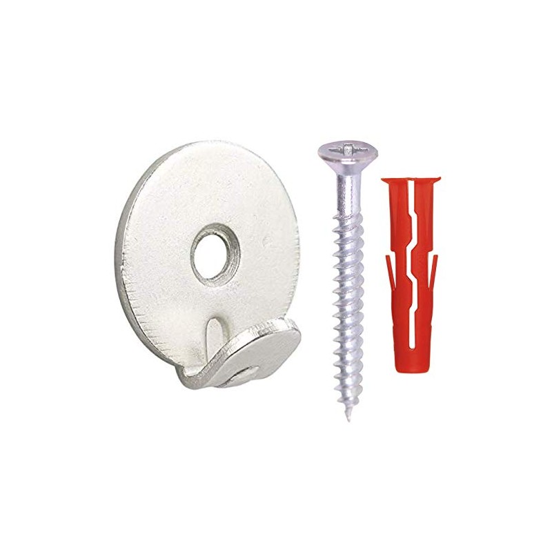 Taskar Heavy Duty Round Picture Hook & Fixings - Silver