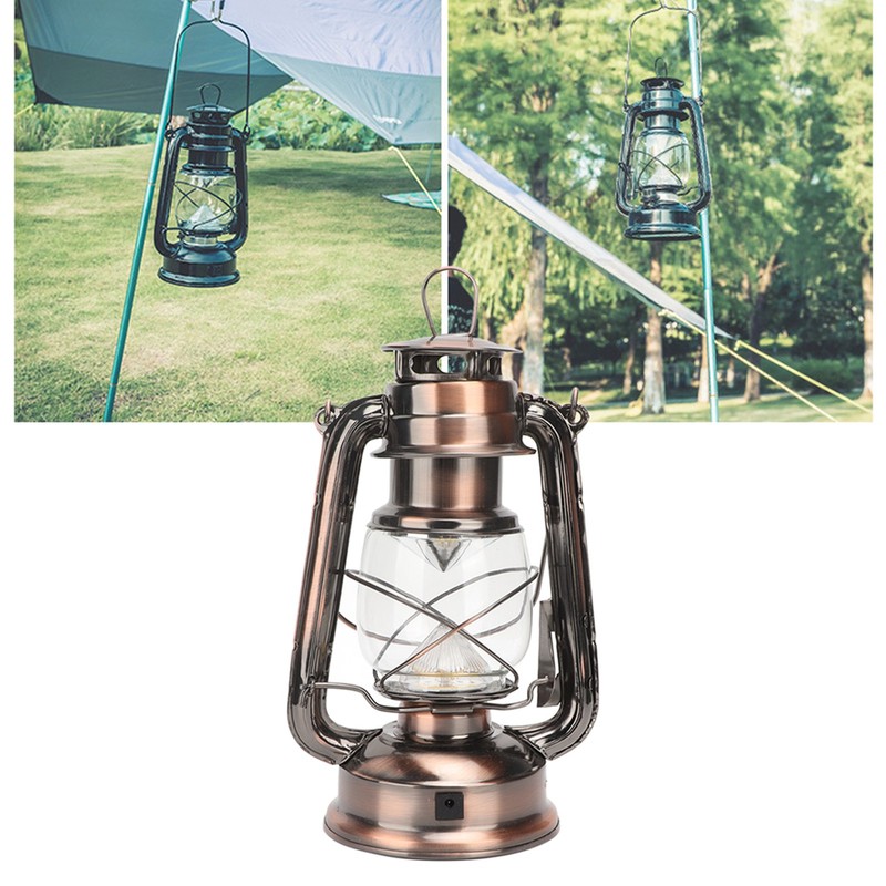Vintage Camping Lantern 24h Battery Life USB Charging Detachable Lampshade