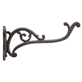 FLAG EMOTES Decorative Plant Hanger Flower Basket Hook Heavy Duty Cast Iron 10" Deep